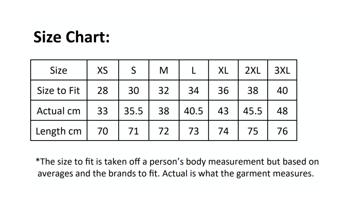 Unisex Joggers Black - Size Guide