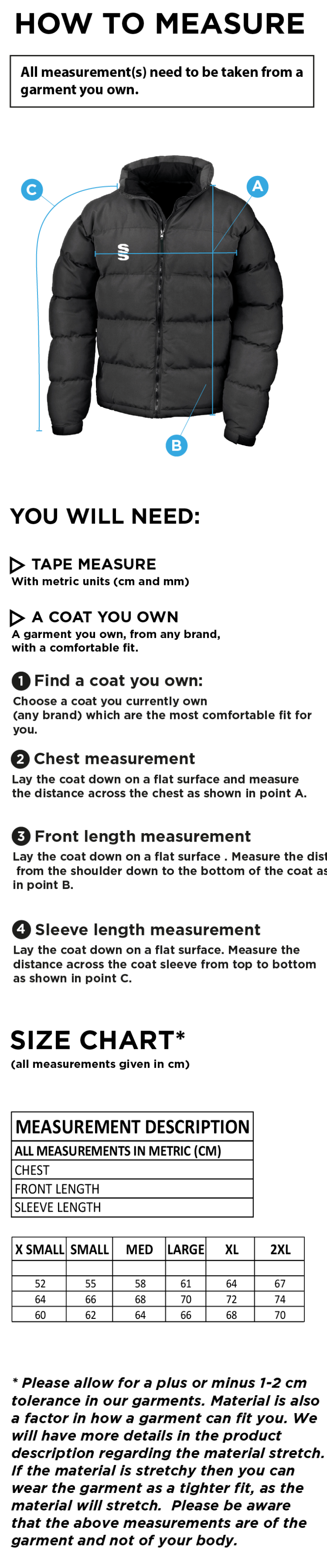 DUAL PUFFA JACKET FEMALE-Navy - Size Guide